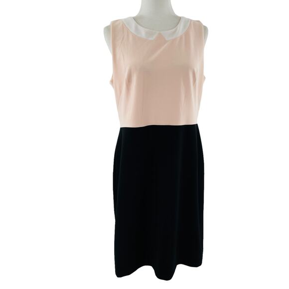 Tommy Hilfiger Pink Black Color Block Sleeveless Classic Sheath Dress Plus 14 - Picture 2 of 14